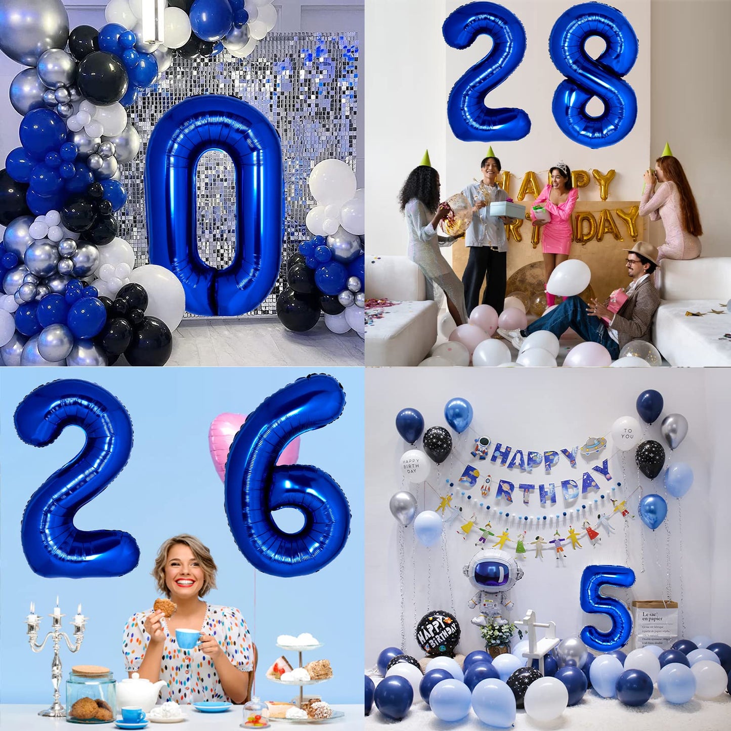 Giant 40 Inch Blue Number 8 Balloon 8Th Birthday Balloon | Helium Supported 8 Balloon Number Blue | 8Th Birthday Decorations For