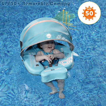 Mambobaby Float With Removable Upf50+ Uv Sun Protection Canopy, Infant Pool Float Swimming Float With Tail & Adjustable Safety S
