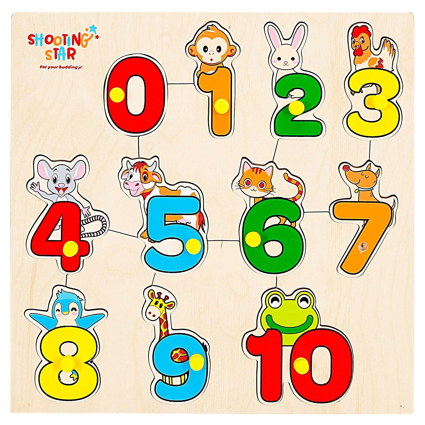 Shooting Star Wooden Chunky Number Puzzle, Fun Learning Educational Toy, Multicolour, Age 3+