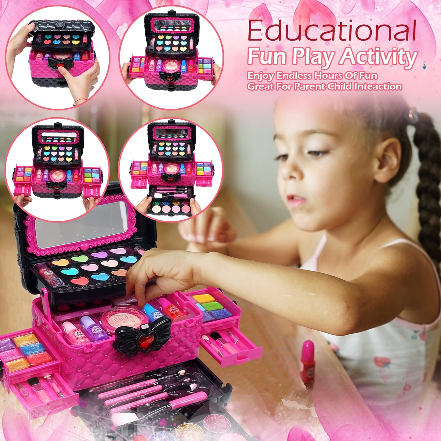 Kids Makeup Kit Toys for Girls - Child Real Makeup Toys for Girls, Washable Make Up for Little Girls, Non ToxicToddlers Pretend