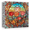 Pickforu Stained Glass Flower Puzzles For Adults 1000 Pieces, Vintage Art Puzzles Floral, Impossible Hard Challenging Puzzles For Adults, Colorful Stained Glass Jigsaw Puzzle