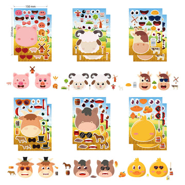 24 Sheets Make Your Own Farm Animals Stickers Make A Face Stickers For Kids Toddlers With Fantasy Farm Animals Diy Craft Sticker
