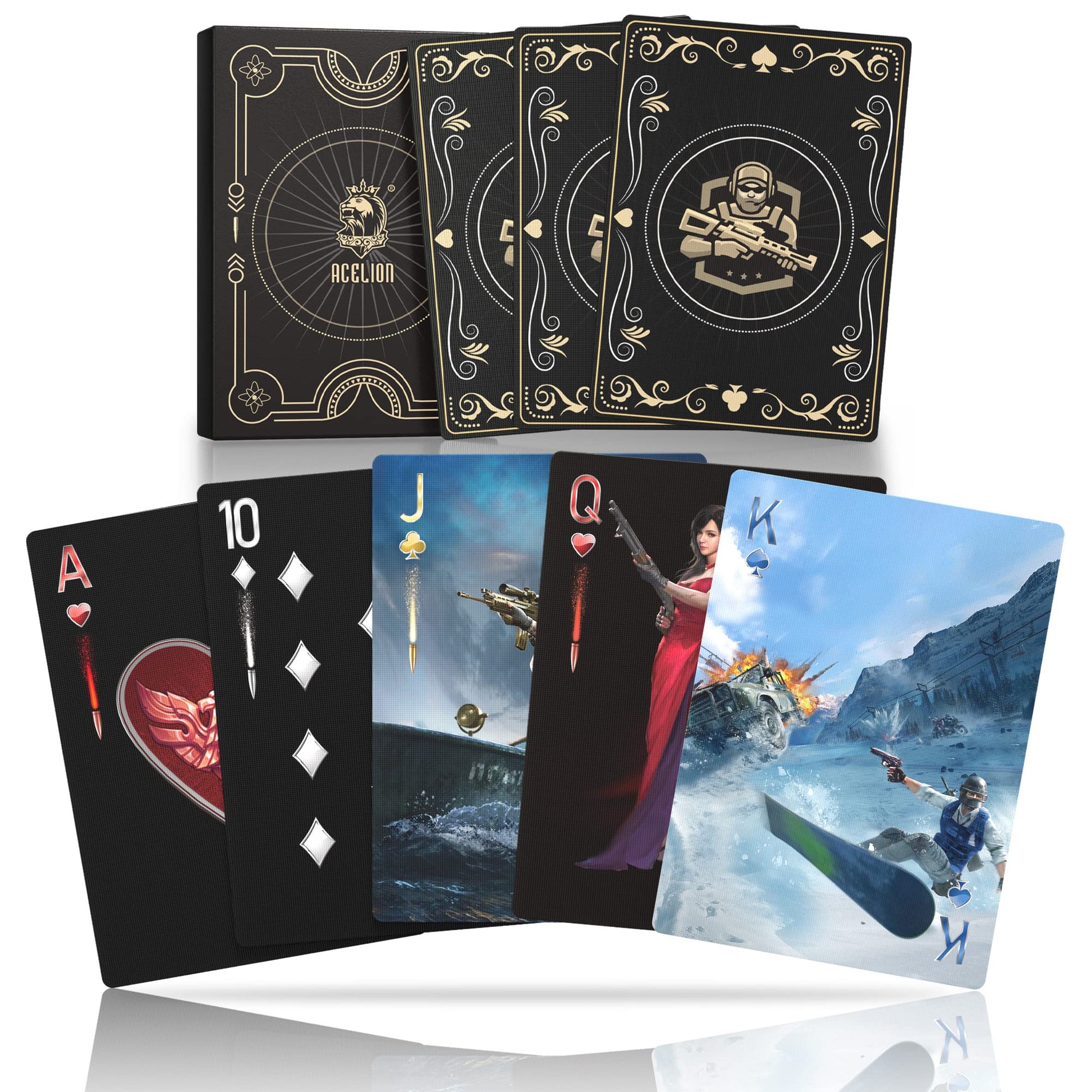 Wjpc Warrior Gold Waterproof Playing Cards With Gift Box, Deck Of Cards, Poker Cards For Adults Party Game, Indoor, Outdoor