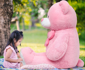 Morismos Giant Teddy Bear 5Ft Stuffed Animal For Girlfriend,Human Size Cuddly Teddy Pink Bear Toy For Valentine,Jumbo Stuffed Be