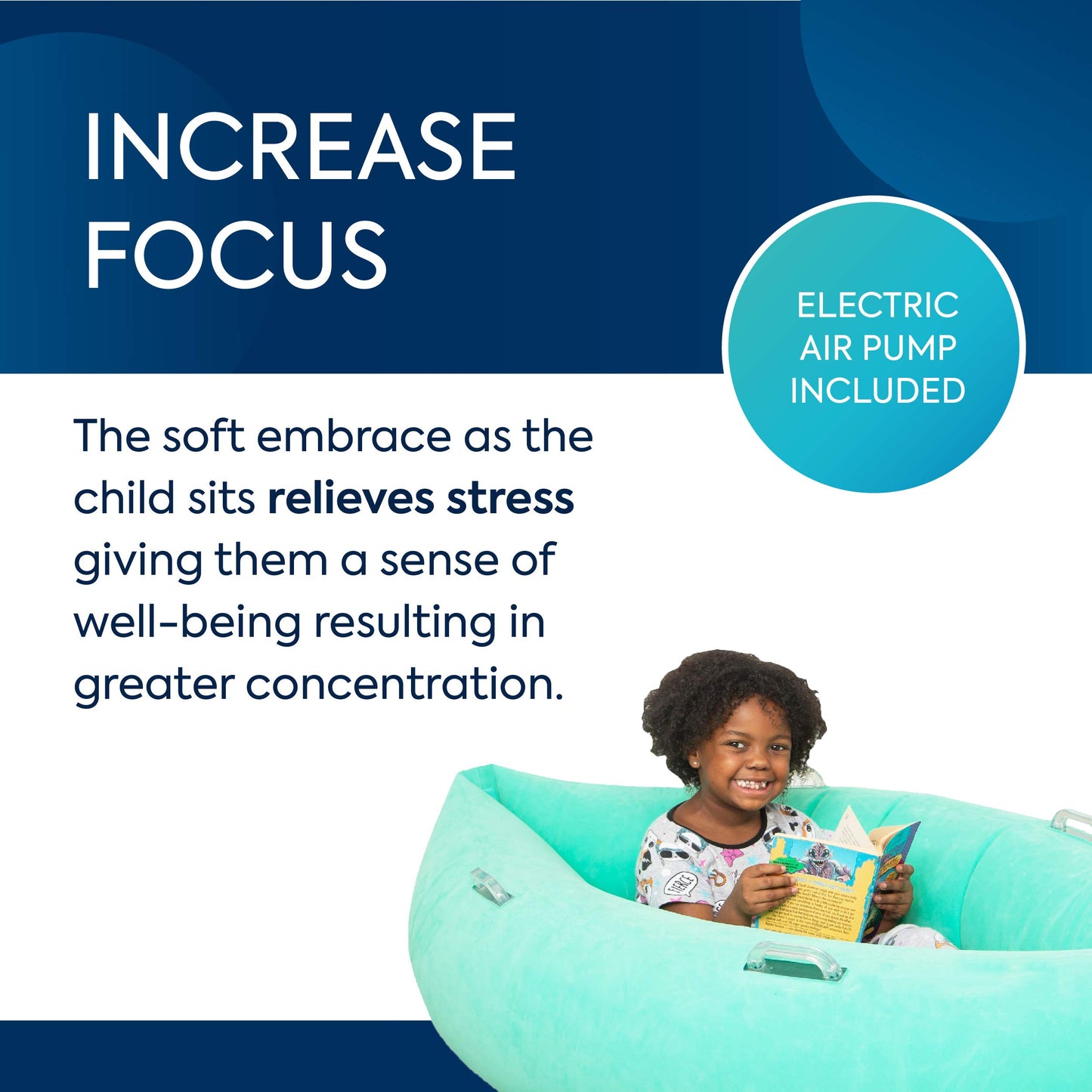 Bouncyband Medium Comfy Peapod Sensory Chair - Green 60 - Fun  Inflatable Peapod Chair Provides Therapeutic Sensory Relief and Compression for Kids Ages 6-12  Includes Electric Air Pump