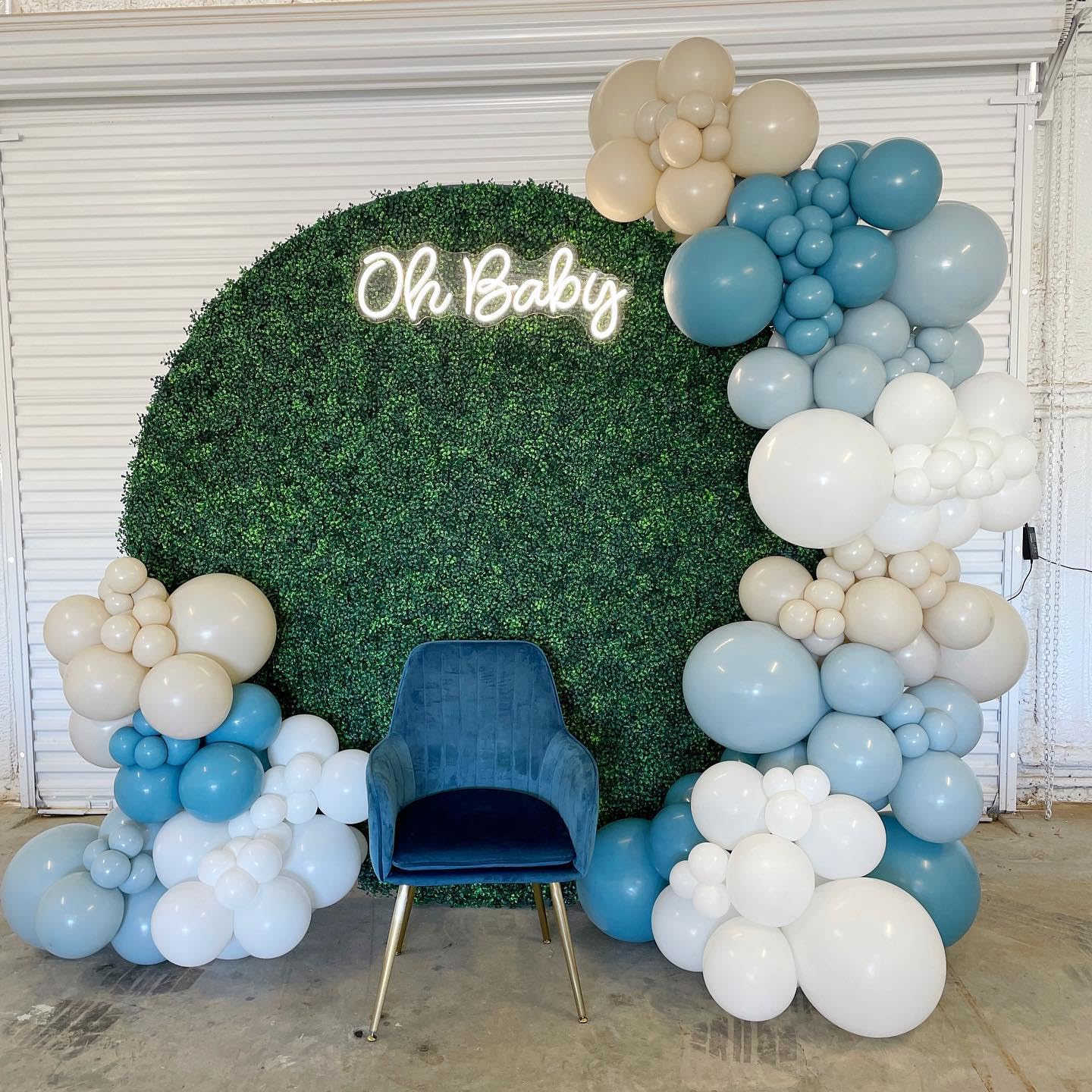 140Pcs Dusty Baby Blue Balloon Arch Garland Kit,Slate Fog Baby Blue 5/10/12/18 Inch Balloons For Men Boy Baby Shower Bridal Show
