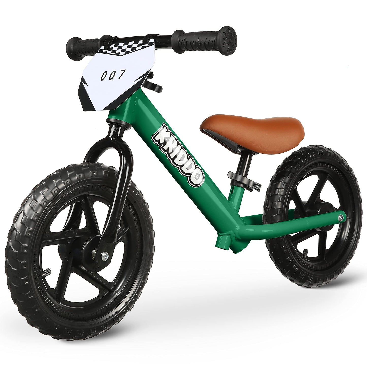 Kriddo Toddler Balance Bike 2 Year Old, Age 18 Months To 5 Years Old, 12 Inch Push Bicycle With Customize Plate (3 Sets Of Stickers Included), Gift Bike For 2-3 Boys Girls, Green
