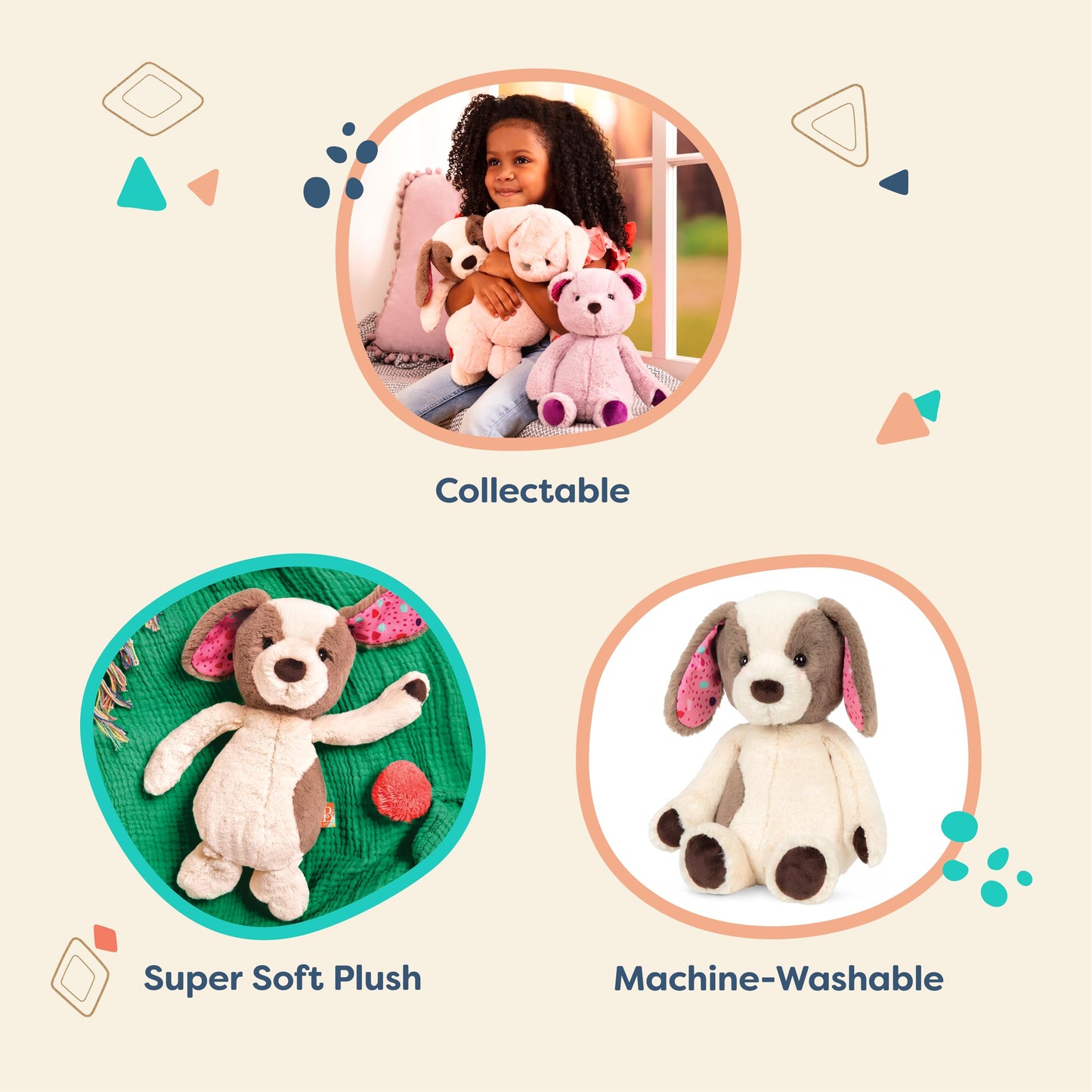 B. Toys- B. Softies-12' Plush Dog - Huggable Dog Stuffed Animal Toy – Soft & Cuddly Plush Puppy – Washable – Babies, Toddlers, Kids- Happy Hues- Cupcake Pup- 0 Months +