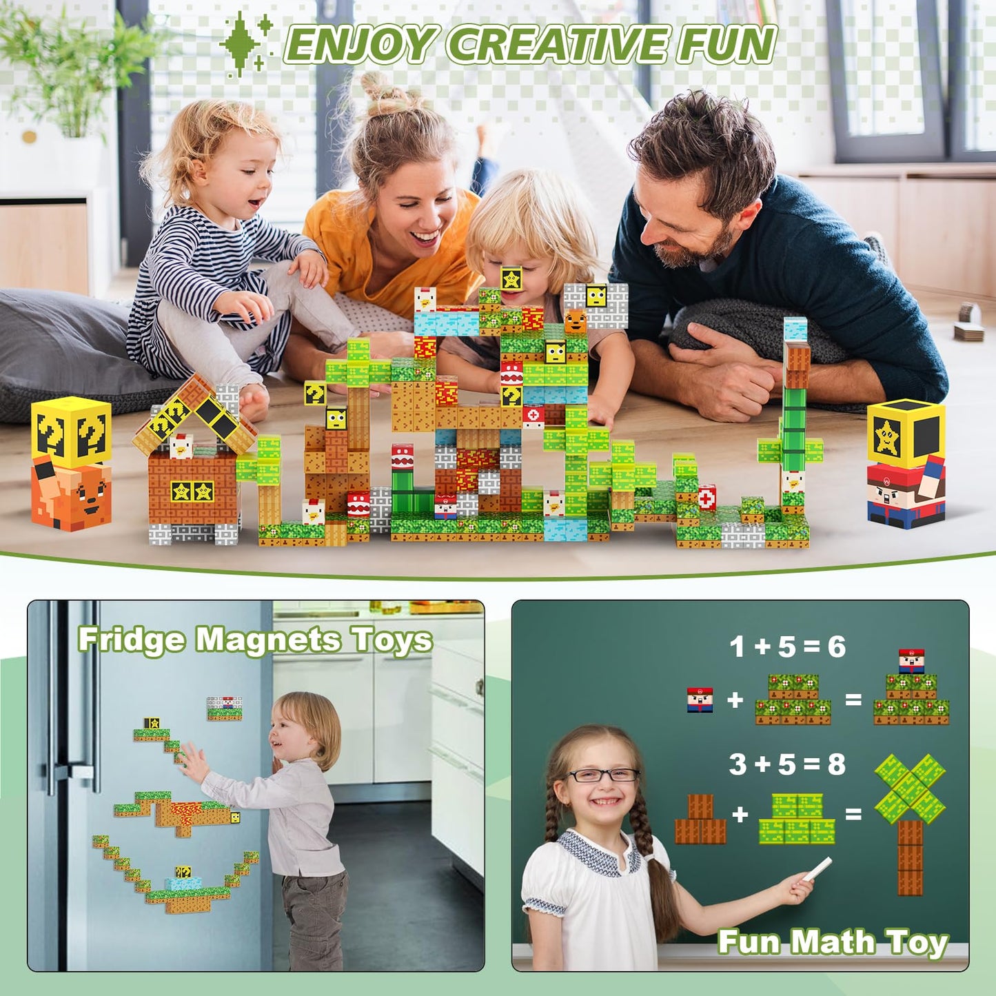 100Pcs Magnetic Blocks - Building Cube Game Toys For Kids Ages 3-5 4-8 8-12, Stem Sensory Toys For Boys & Girls 3+, Stacking Toy