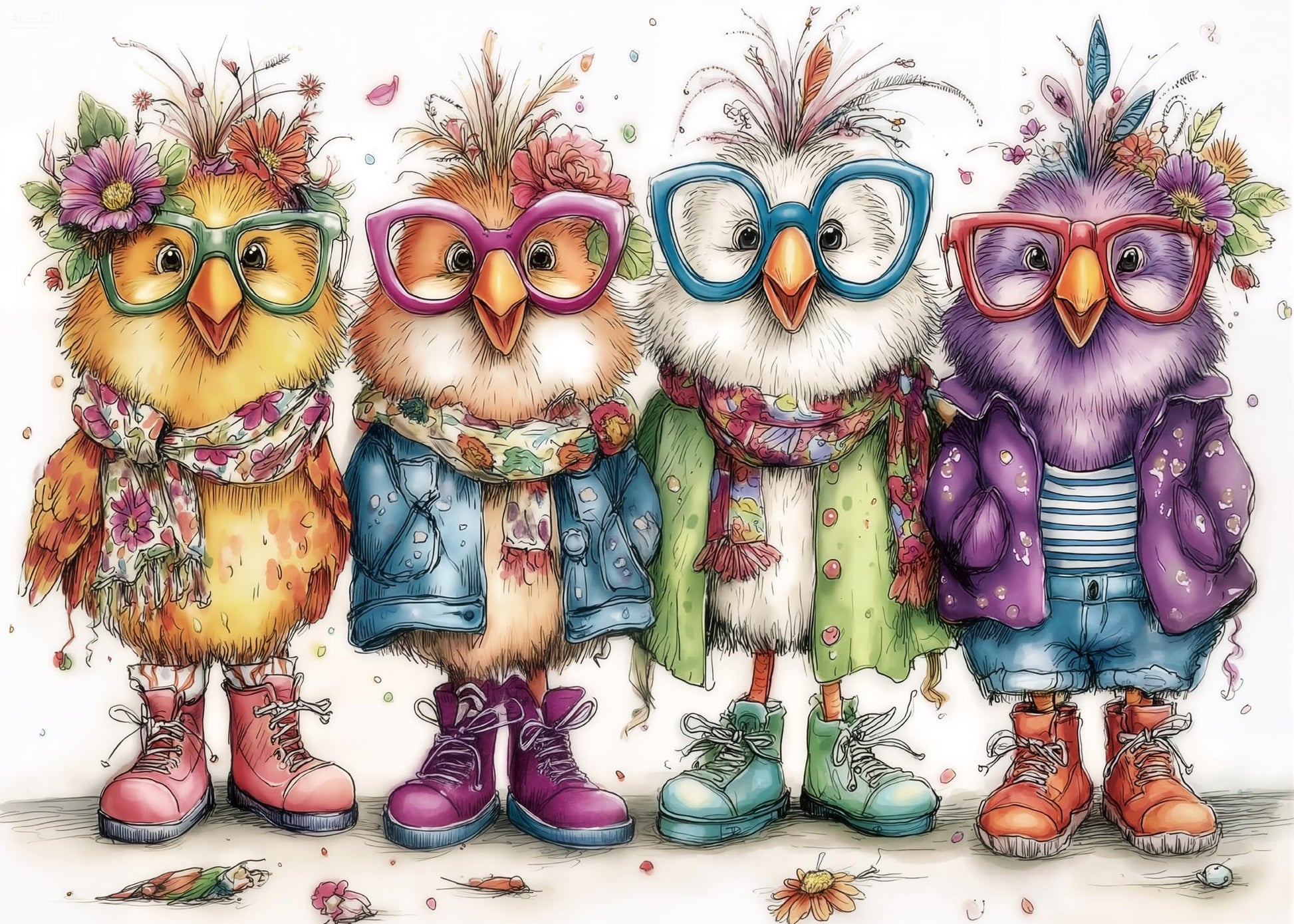 Funny Chicken Puzzles for Adults 1000 Pieces Colorful Chicks Cute Bird Pretty Art Jigsaw Puzzles Impossible Aesthetic Hard Diffi