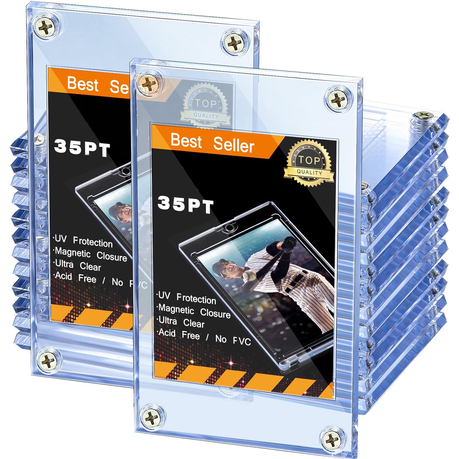 15 Pieces Acrylic Card Holder Screw Trading Card Protector 35 PT Clear Protectors for Baseball Football Sports Game Cards Storage and Display