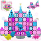 Dinosaur Toys Magnetic Tiles, Sensory Dino Building Blocks Set for Girls
