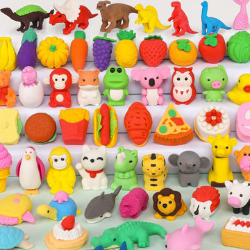 Animal Erasers For Kids 50 Pack Kids Eraser Bulk Pull Apart Erasers 3D Puzzle Erasers Classroom Rewards And Prizes Class Treasure Box Kids Party Favors Back To School Supplies Gift