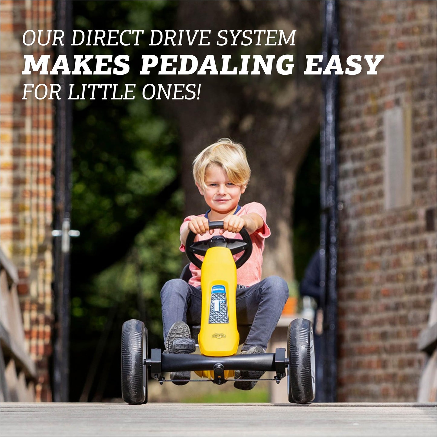 Berg Reppy Rider Kids Go Kart - Pedal Go Kart For Boys & Girls - Kid'S Pedal Vehicles With Adjustable Seat - Pedals Cars For Kids - Yellow Ride-On Children'S Go Cart For Ages 2.5-6 Years
