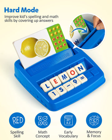 Coogam Matching Letter Game, Alphabet Spelling Reading Flash Cards, Math Number Words Puzzle Montessori Early Learning Educational Gift Toys For 3 4 5 Year Old Kids
