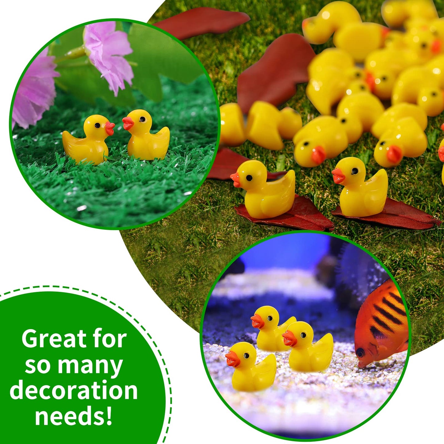 100 Pcs Mini Resin Ducks Bulk Tiny Ducks Set For Potted Miniature Decoration Garden Dollhouse Cake Decoration Diy Slime Kit Craft Charms Party Toys
