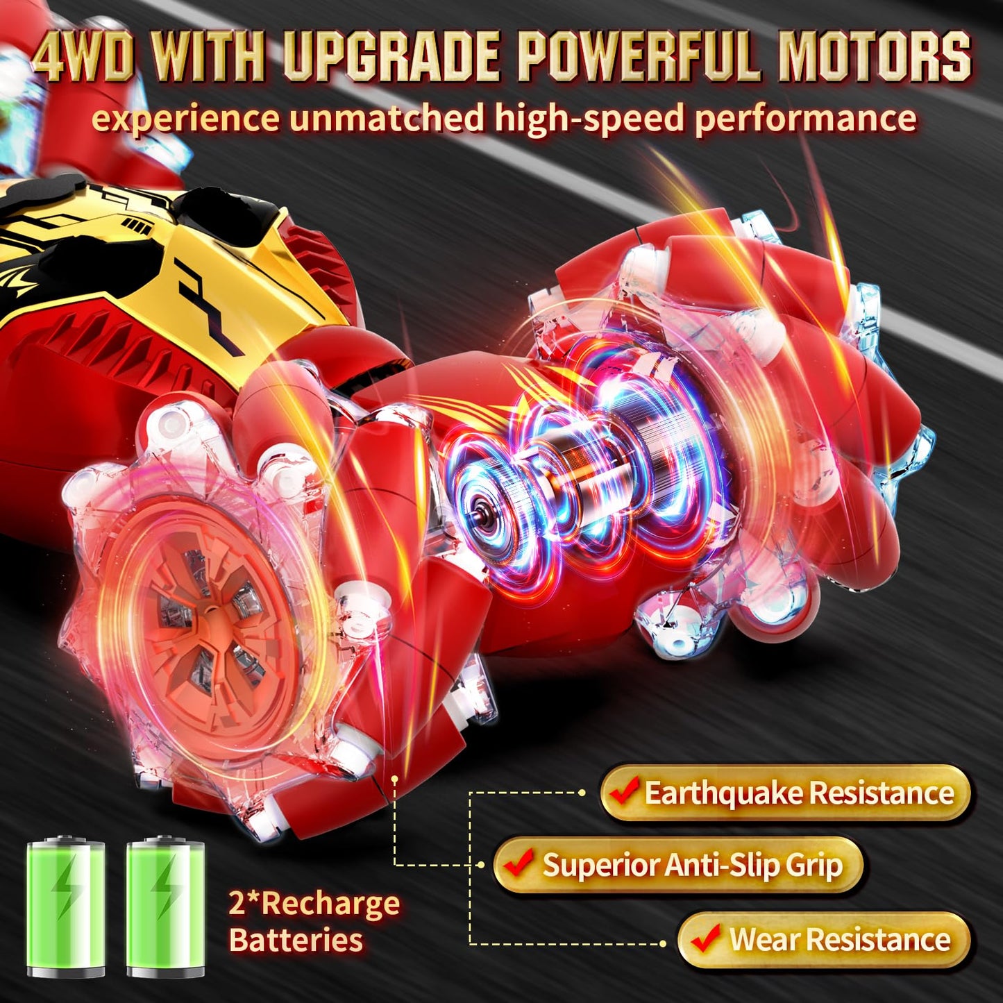 Lozadia Gesture Sensing RC Stunt Car with Spray, 4WD Remote Control Car Toys for 6-12 yr Boys Girls, 2.4Ghz Drift Hand Controlle