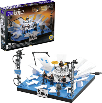 Mega The Beatles Building Set With 681 Pieces, 4 Poseable Action Figures And Ed Sullivan Stage, With Led Lights, For Adult Collectors
