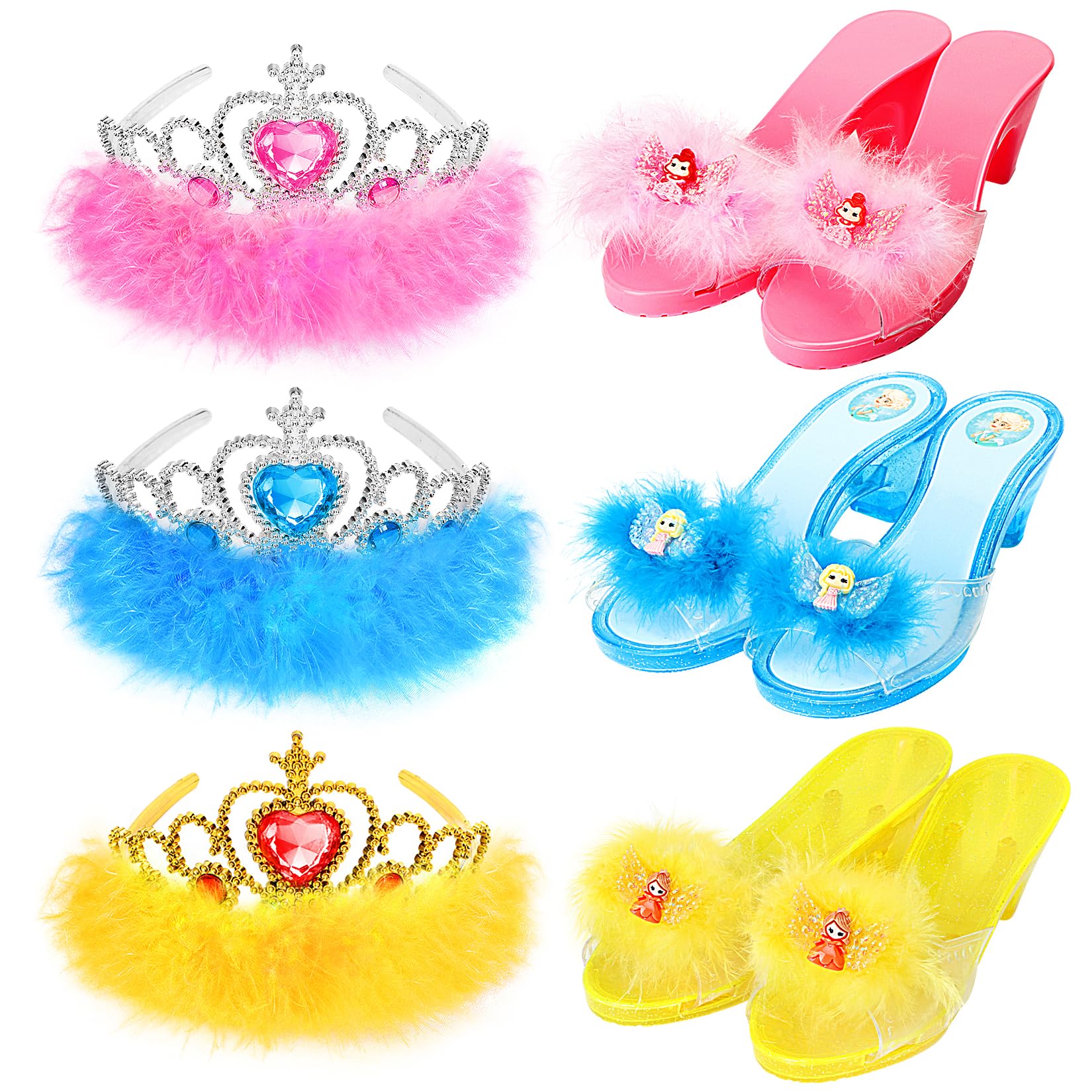 Princess Dress Up Shoes Set, Girls Role Play Dress Up Toys,Toddler Pretend Play Crown Kit Gift Set For Little Girls Aged 3-6 Yea