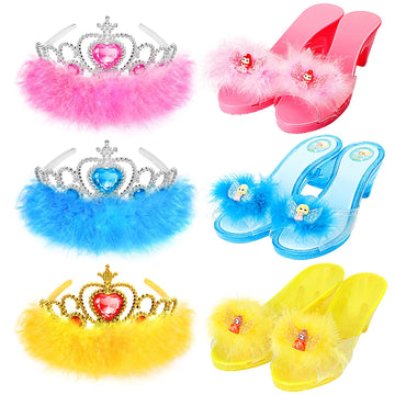 Princess Dress Up Shoes Set, Girls Role Play Dress Up Toys,Toddler Pretend Play Crown Kit Gift Set For Little Girls Aged 3-6 Yea