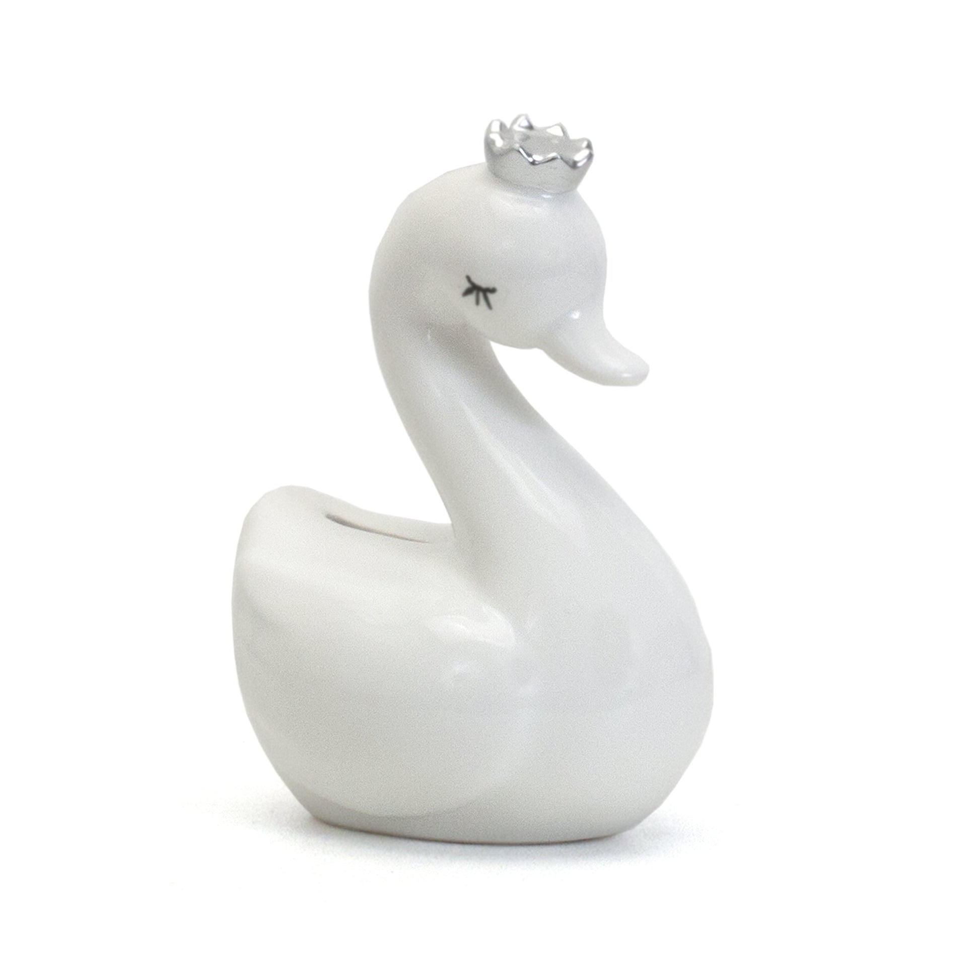 Child To Cherish Ceramic Swan Piggy Bank (Silver)