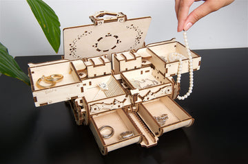 UGEARS 3D Wooden Puzzles Box - 3D Puzzle Antique Wooden Box Wooden Model Kits for mature-themeds - Laser-Cut Mechanical Model Construction Kit