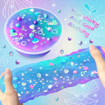 Mermaid Slime Kit For Girls Diy Slime Making Kit With Glitter Add Ins Foam Jelly Cubes Christmas Birthday Party Favors Present C