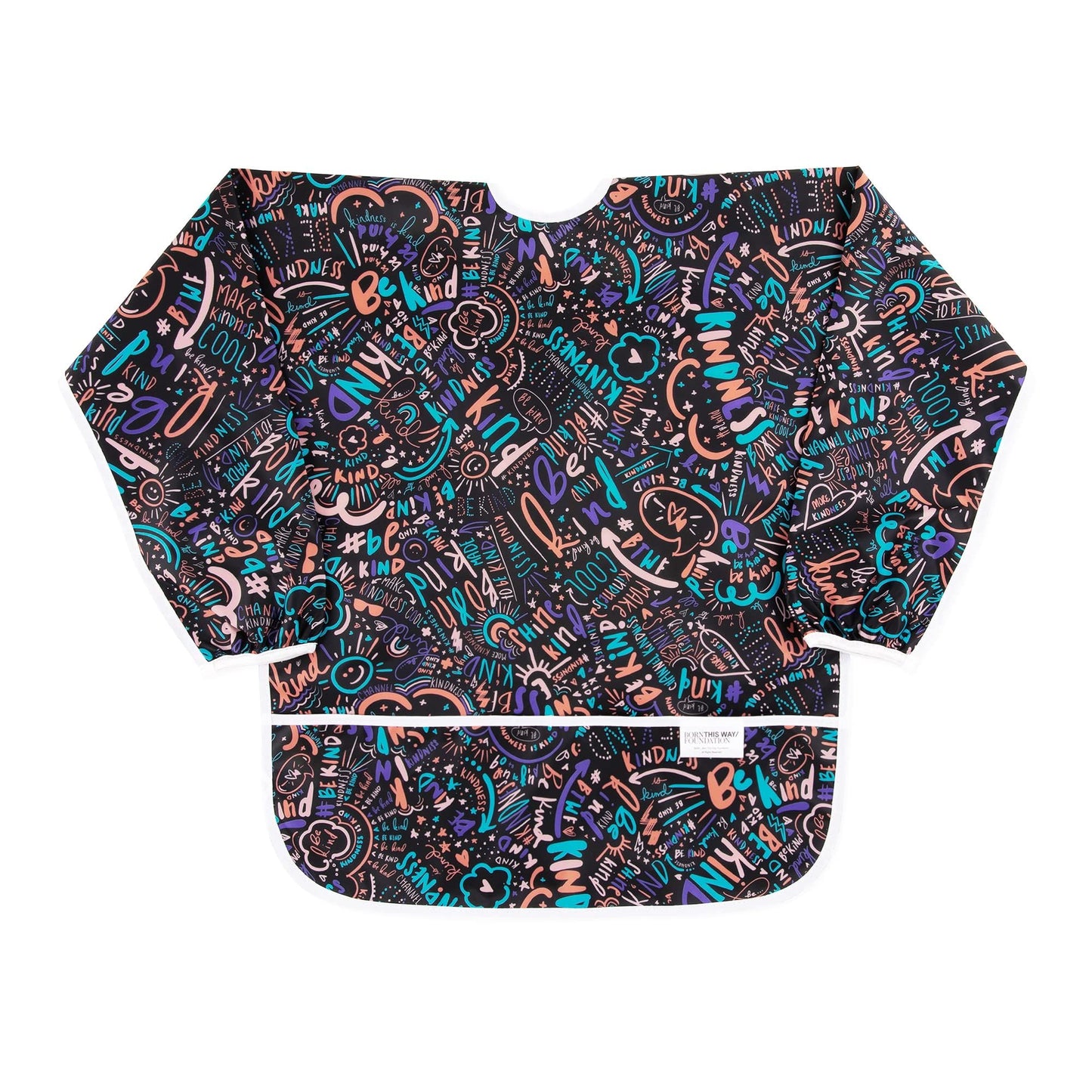 Bumkins Sleeved Smock, Toddler Reusable Waterproof Bib For Girls And Boys 3-5 Years, Long Sleeve Childrens, Kids Paint Apron, Arts, Crafts And Play With Pocket, Soft Fabric, Born This Way Kindness