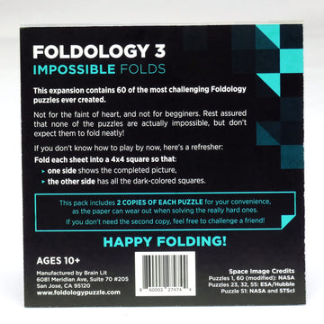 Foldology 3 - Impossible Folds. Expert-Level Puzzle Game. 60 Origami Brain Teasers For Teens And Adults. Challenging, Not For Beginners. Ages 13+