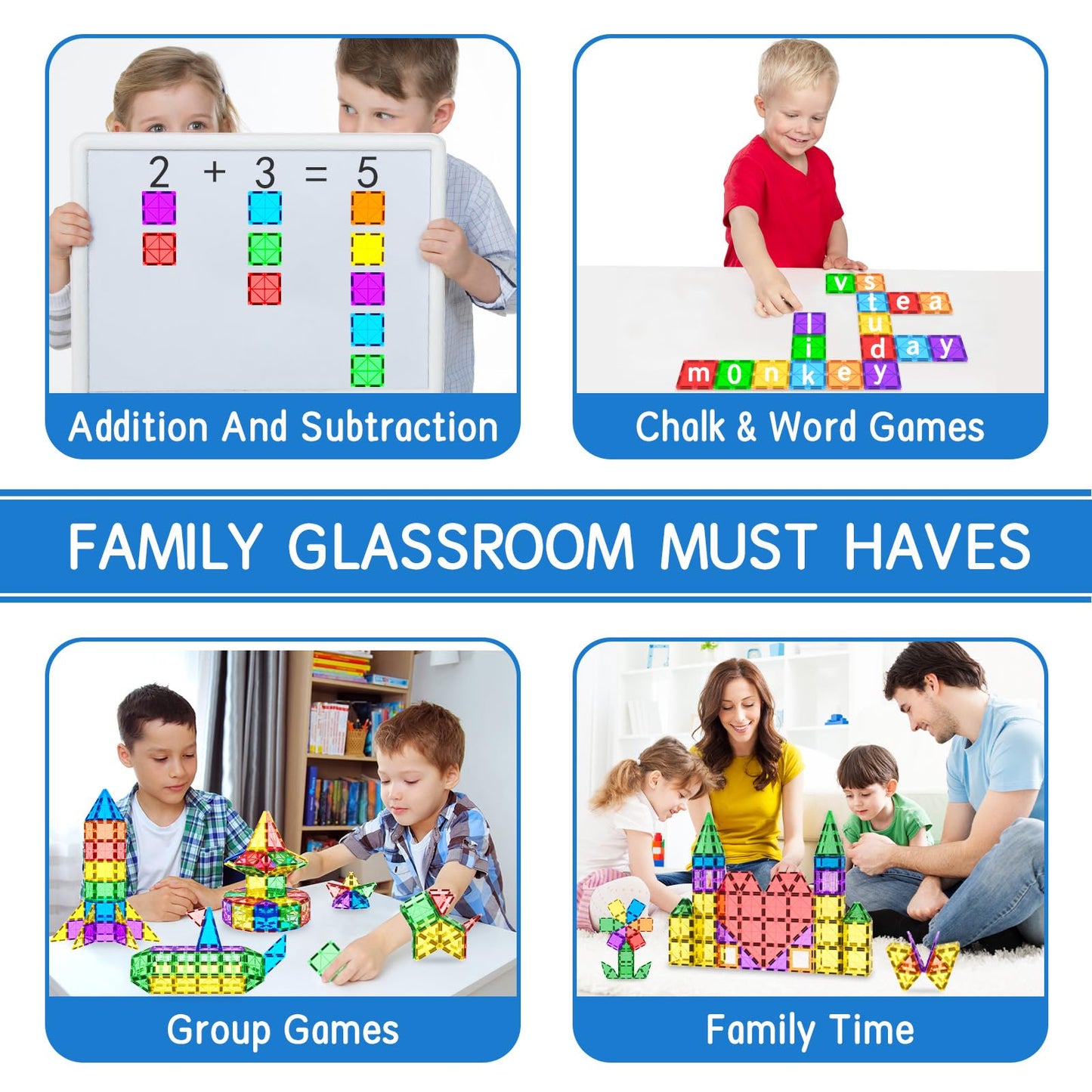 Magnetic Tiles Toddler Building Blocks Toys  Magnet Montessori Kids Toys for 3+ Year Old Boys and Girls  Preschool Learning Sensory STEM Education Gift Games  Birthday Gifts Idea for Kids Toddlers.