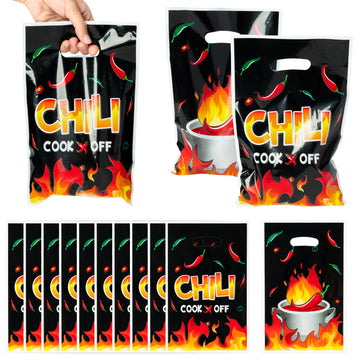 3Sscha 50Pcs Chili Fire Party Favor Bag Red Hot Pepper Flame Plastic Waterproof Goodie Bag Cook Off Contest Decoration Rectangular Gift Bags For Kids Picnic Home Theme Party Favor Supplies