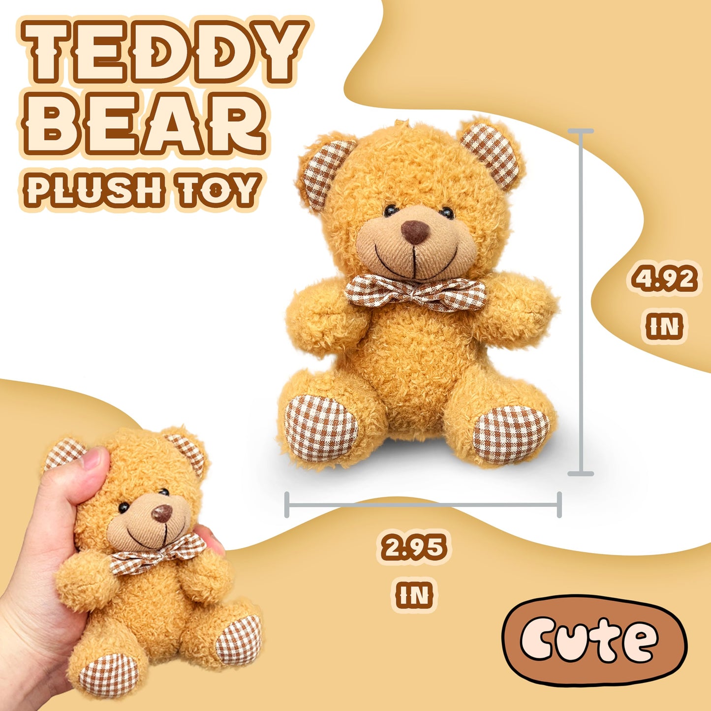 Brown Teddy Bear Stuffed Animal Plush Toys  Cute Plushies  Soft Plush Doll Keychains  Teddy Bear Stuffed Animals for Girls  Boys and Teens - Kids Prizes  Party Favors  Easter Basket Stuffers