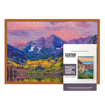 11.25X38.25 Puzzle Frame Kit With Glue Sheets | Light Brown Traditional Picture Frame | Real Wood With Uv Resistant Acrylic Fron