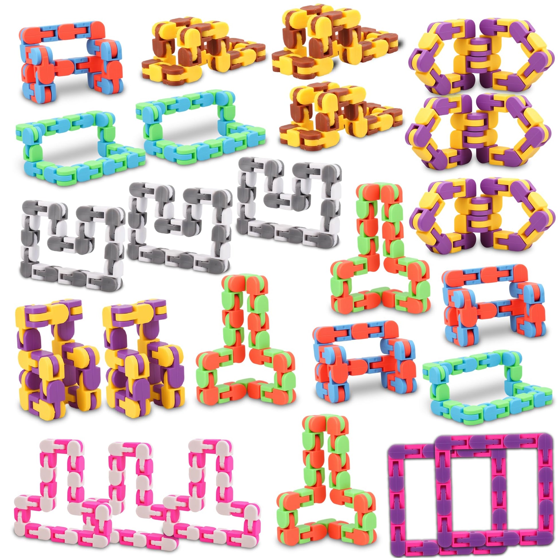 FUIYKA Wacky Tracks Snap and Click Fidget Toys, Rainbow Sensory Snake Puzzle, Party Favors, Classroom Rewards, Stress Relief for