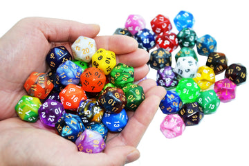 SmartDealsPro 50-Pack 20 Sided Dice D20 Polyhedral Dice with Pouch for DND RPG MTG Table Game