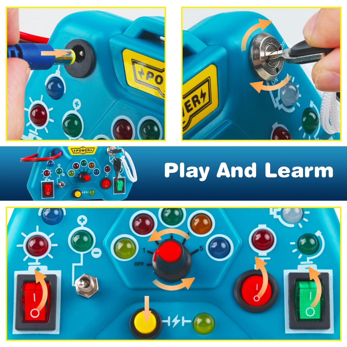 Laiydontos Toddler Toys Led Busy Board,Montessori Toy For 1-3 Year Old, Kids Sensory Board, Light Switches Toy, Preschool Learni