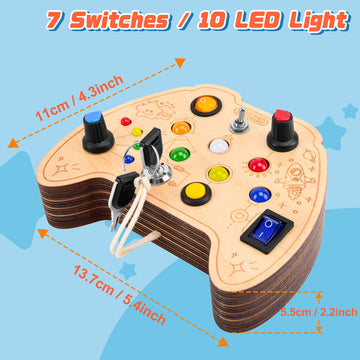 Cgyujisd Busy Board With Led Light,Switch Board Toys,Montessori Toys For 1+ Years Old, Wooden Sensory Travel Toys For Toddlers 1