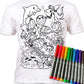 Splat Planet Color-in Sea Life T-Shirt with 6 Non-Toxic Washable Magic Pens - Color-in and Wash Out T-Shirt (7-8 Years) White