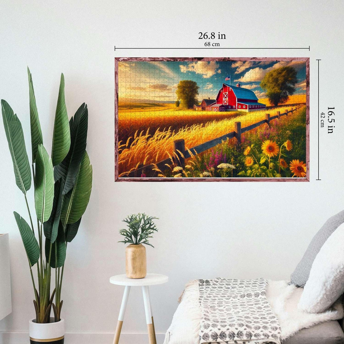 Jigsaw Puzzles for mature-themeds 1000 Pieces - Challenging Colorful and Unique with Large Poster - Letters on Back - AI Art - Rompecabezas para mature-themedos - Gifts for mature-themed  Couples  Teens (Countryside Barn)