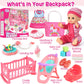 Golray 12In Girl Baby Doll Crib And High Chair Set - Sound&Pee Interactive Baby Doll With 20Pcs Accessories Diaper Bag/Cradle/2 Clothes, Feeding Nursery Pretend Play Toddler Girl Toy Gift 3 4 5 6 Year