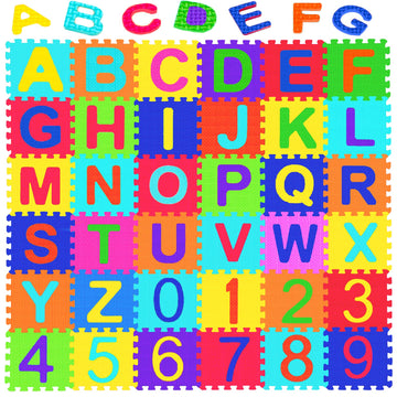Febyyer 36 Tiles Childrens Foam Puzzle Mat, Play Mat, Play Rug With Letters Of The Alphabet And Numbers