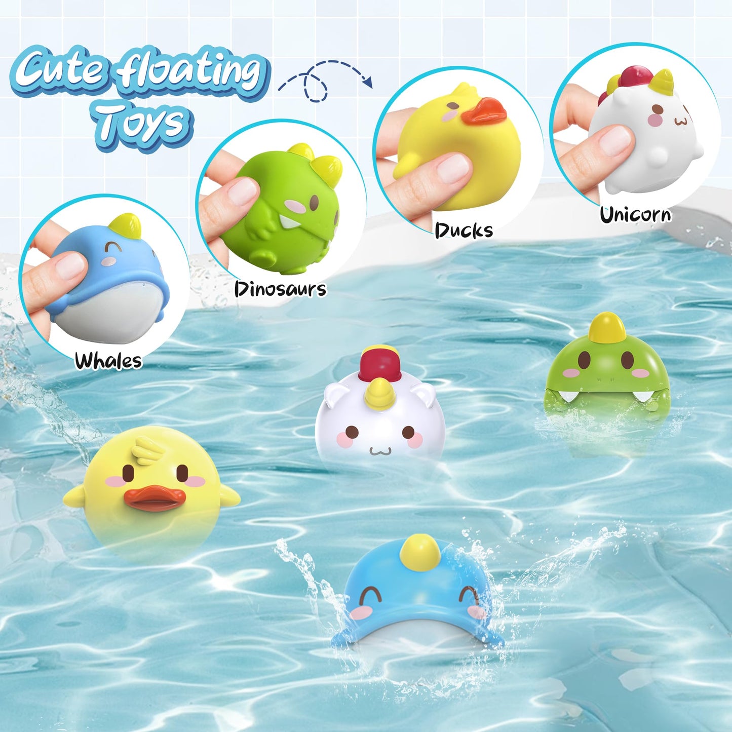 Taseyok Toddler Bath Toys, Baby Bathtub Toys With Elephant Shower Sprays And Slide Track, Fishing Floating Animals Toys, Creativ