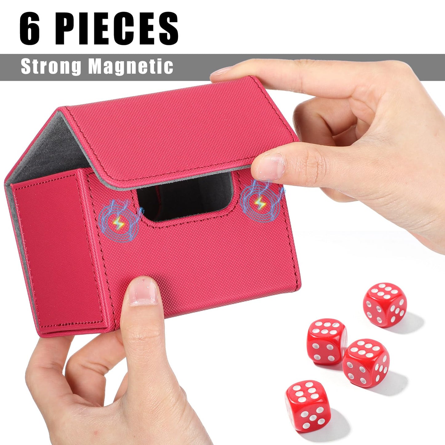 Yookeer 6 Pack Leather Deck Card Boxes 100+ Card Deck Game Box Magnetic Playing Card Storage Box For 100 Plus Cards Compatible With Tcg(Pink,Orange,Blue,Yellow,Green,Purple,Horizontal)