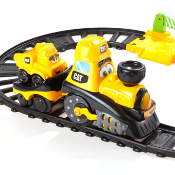 Cat Construction Toys, Power Track Friends Preschool Train Set, 8 Pieces Of Easy-To-Assemble Track, Light & Sounds, Motorized Train & Car Carrier, Develops Fine Motor Skills