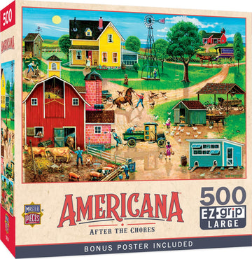 Masterpieces 500 Piece Ez Grip Jigsaw Puzzle For Adults, Family, Or Youth - After The Chores - 19.25''X26.75''