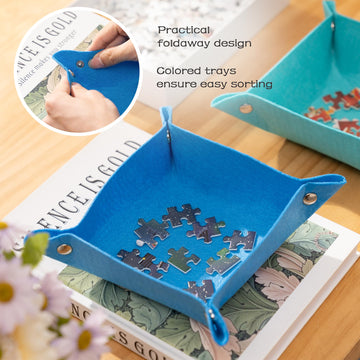 Tektalk 3000-Pc Jigsaw Puzzle Mat With 6 Felt Sorting Trays, Higher-Capacity Design, Roll-Up Mat In Delicate Packaging Box With Hand Pump, Storing For 3000, 2000, 1500, 1000, 500 Jigsaw Puzzle Pieces