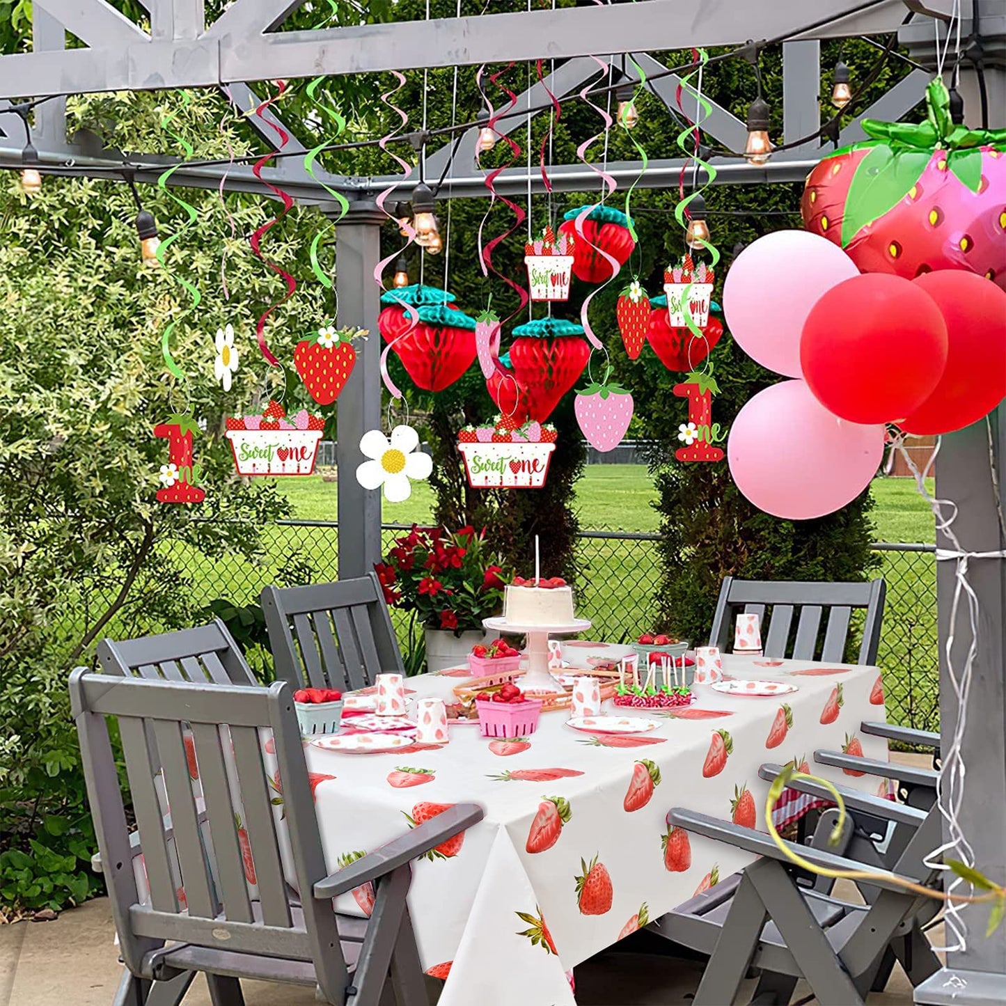 Lecferrarc 2 Pcs Strawberry Tablecloth Strawberry Plastic Table Cover 87 X 51 Inches Strawberry Birthday Tablecovers For Strawbe