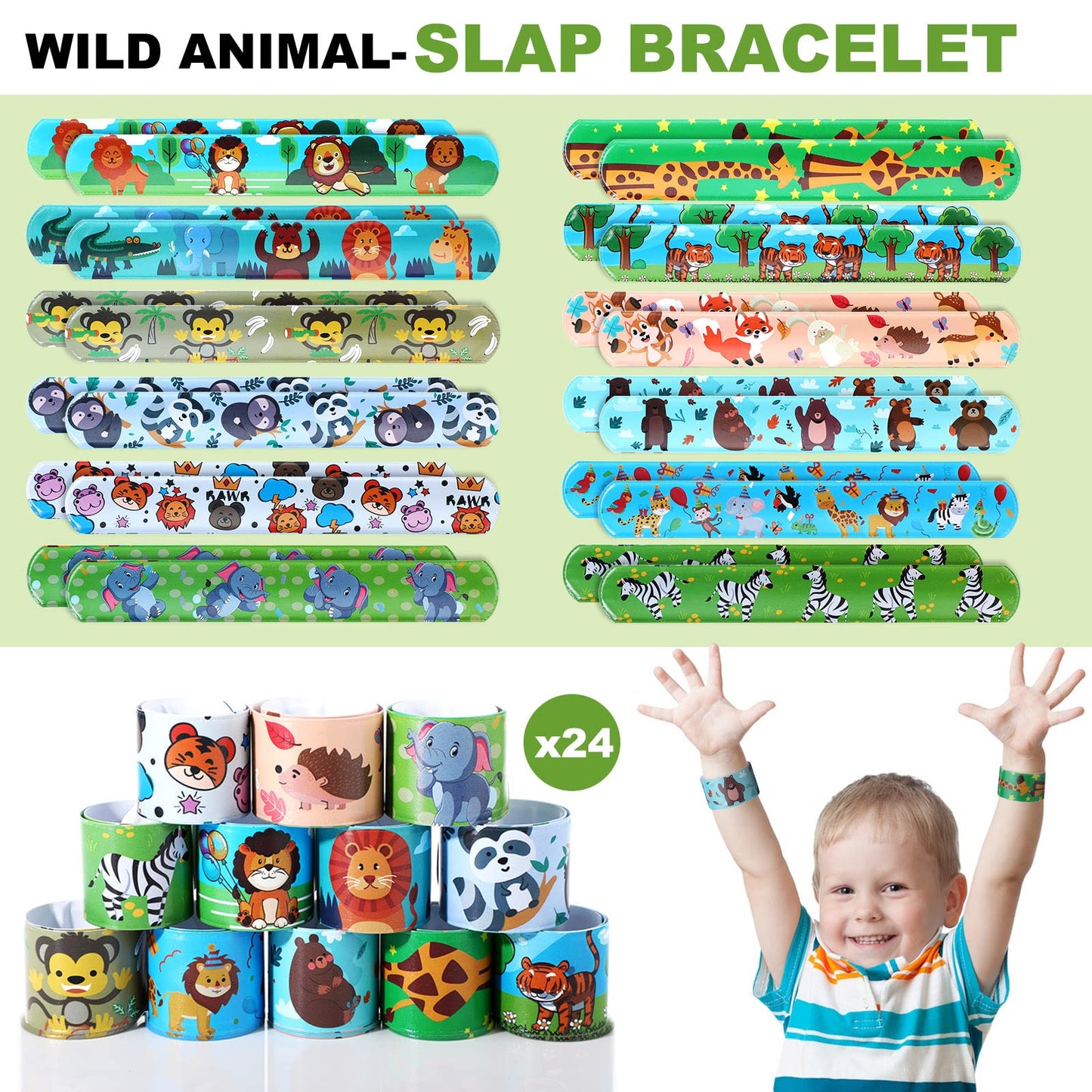 Fumete 121 Pcs Jungle Party Favors Safari Goodie Bags Stuffers For Boys Girls Include Jungle Animal Slap Bracelets Keychains Tem