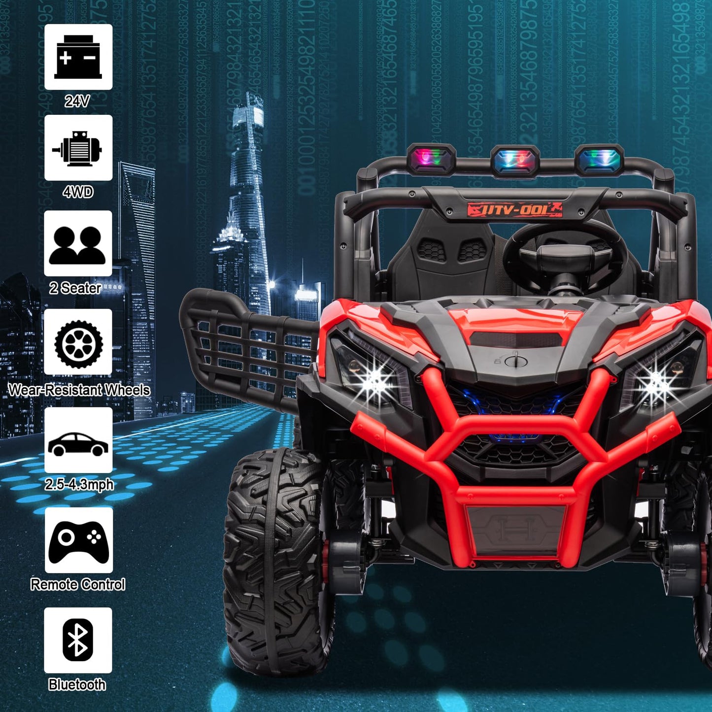 Luibas 24V 4Wd 2-Seater Ride On Car For Kids, 4X4 Battery Powered Ride On Toy With Remote Control, Electric Vehicle 4 Wheeler Ut