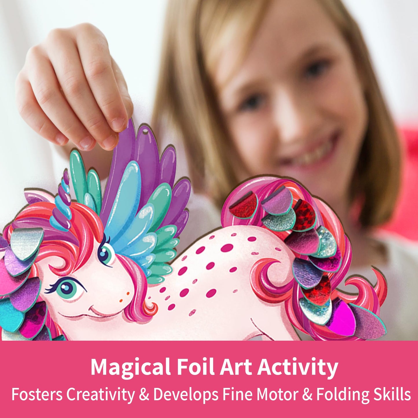 Chalk And Chuckles Cardboard Art And Craft Kit; Fabulous Foil Decorations For Kids Age 4-9 Year; Unicorn; Princess; Mermaid Them